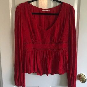 Long sleeve red top size large with the lace work in the middle